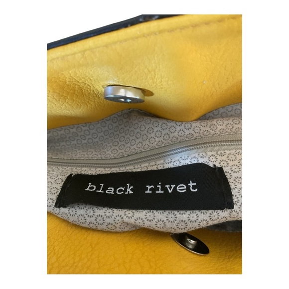 Black Rivet Yellow Faux Leather Shoulder Bag - Picture 4 of 10
